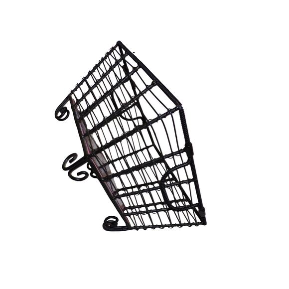 Black Wire Basket with Handles "Fettuccini Alfredo" Tile Bottom - Picture 3 of 3